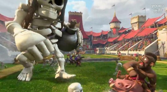 野猪骑士在竞技场中遭遇骷髅巨人