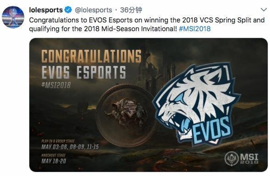 LOL越南赛区EVOS赢下春季赛冠军,同时获得M