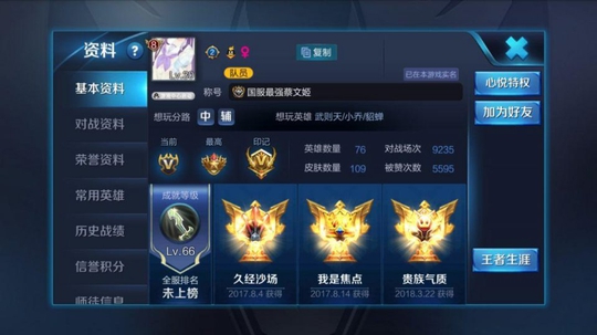 王者荣耀国服最强:3个辅助玩了1865场,还