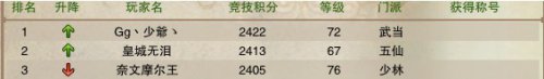 天外飞仙竞技场排名